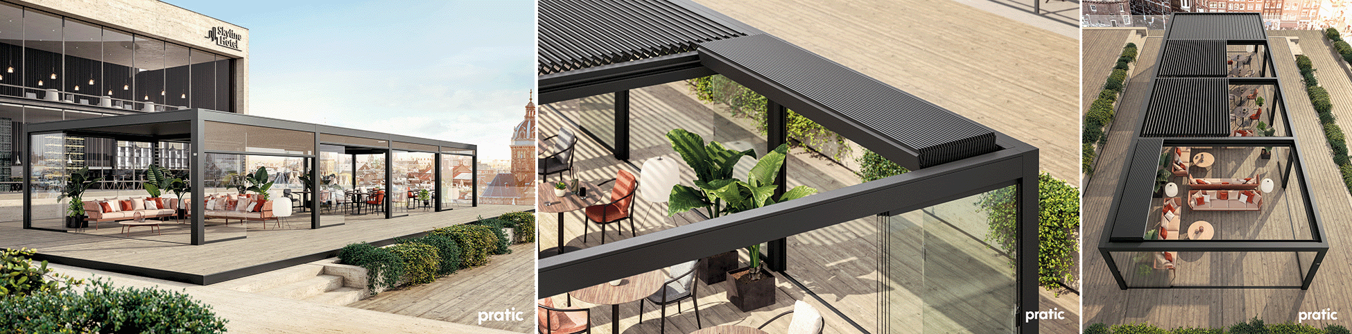 Wind- und Wetterschutzsystem von Pratic in der Gastronomie