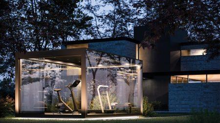 CONNECT - Fitness Raum mit Privatsphäre im Garten dank verspiegelten Wänden