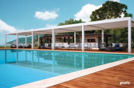 Vision - filigrane Premium Pergolen angereiht für erweiterte Überdachung